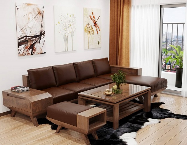 Kích thước tiêu chuẩn của ghế sofa gỗ hình chữ L