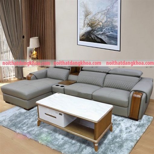 Mẫu sofa góc da màu xám - SFGDK04