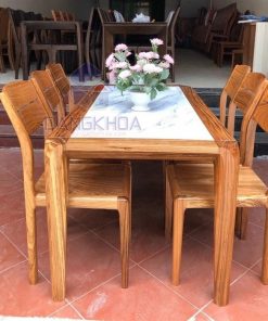 Bộ bàn ăn 6 ghế gỗ sồi mặt đá - BADK27