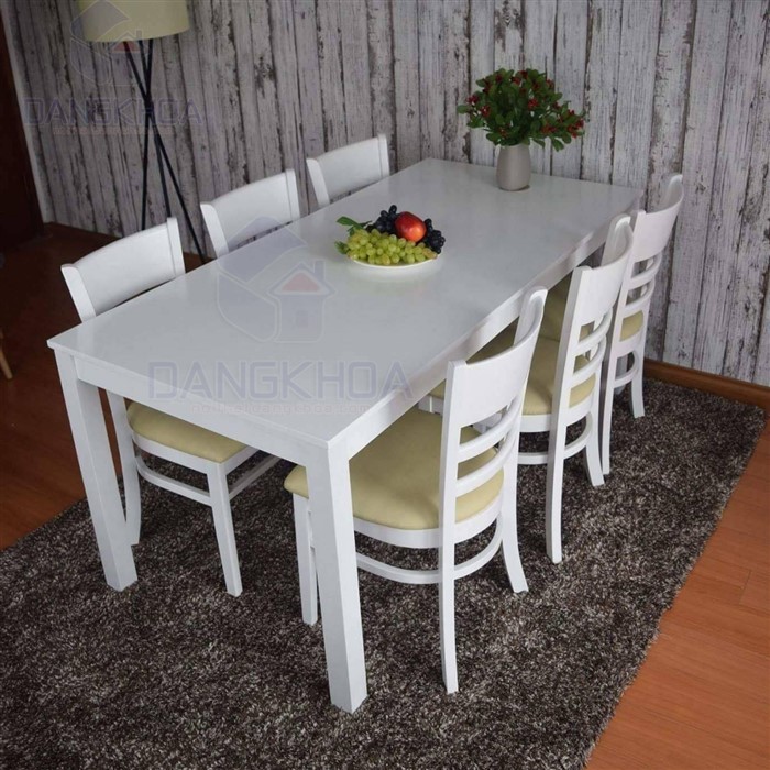 Bộ bàn ăn cabin 6 ghế màu trắng - BADK26