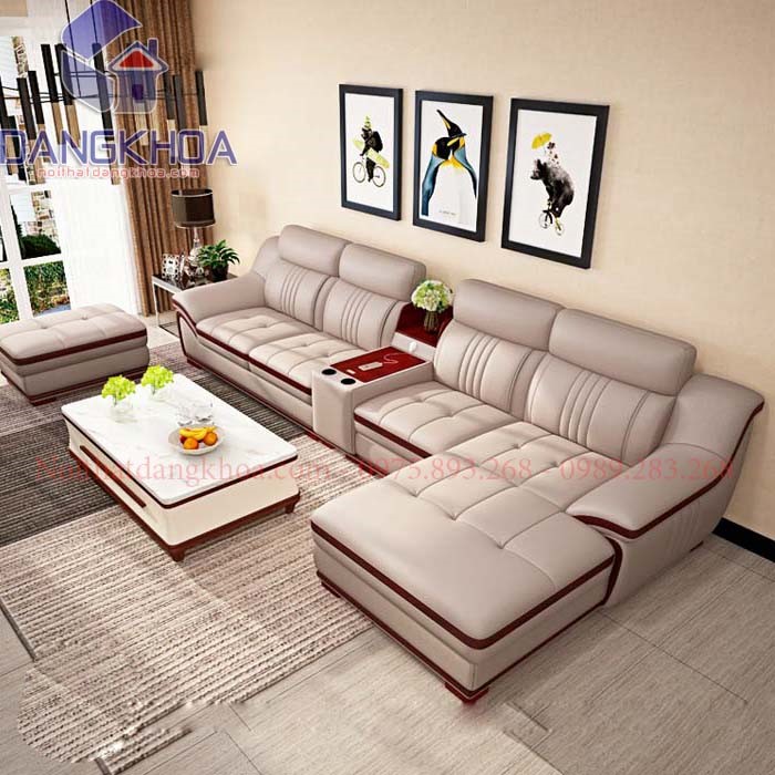 Ghế sofa da góc L cho nhà rộng - SFDK24