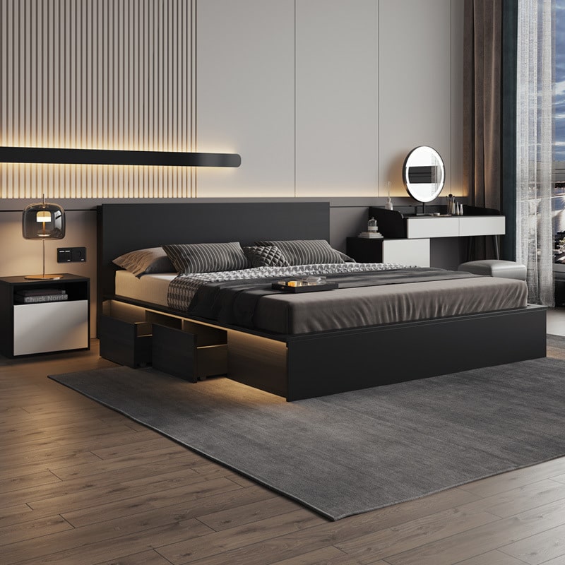 Giường ngủ bằng gỗ công nghiệp có tính thẩm mỹ cao