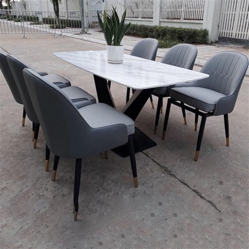 Bộ Bàn Ăn Mặt Đá 6 Ghế Nhập Khẩu Cao Cấp - BADK33
