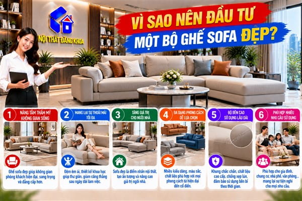 Ảnh: Đầu tư sofa đẹp giúp nâng cao tính tiện nghi trong sinh hoạt gia đình