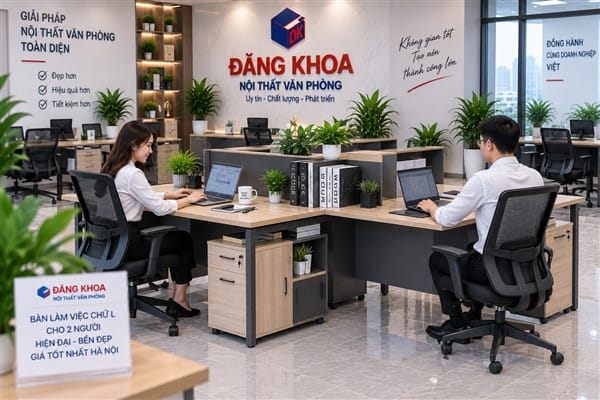 Ảnh: Bàn chữ L cho 2 người giúp văn phòng chuyên nghiệp hơn