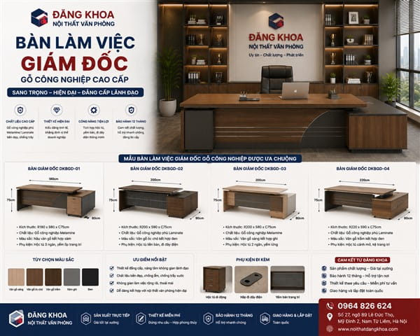 Vì sao bàn giám đốc gỗ công nghiệp ngày càng được ưa chuộng