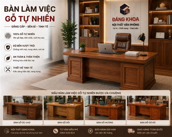 7 ưu điểm của bàn làm việc tại nhà gỗ tự nhiên
