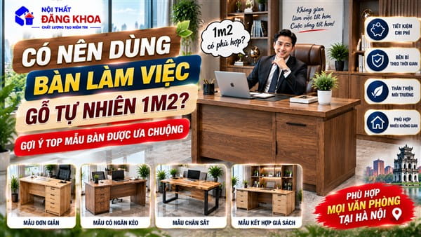 Ảnh: Bàn làm việc gỗ xoan đào 1m2 sang trọng