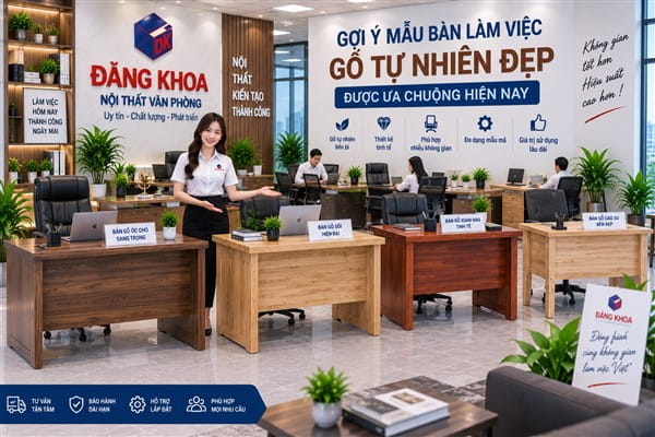 Ảnh: Gợi Ý Mẫu Bàn Làm Việc Gỗ Tự Nhiên Đẹp Được Ưa Chuộng Hiện Nay