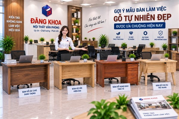 Ảnh: Chọn kích thước bàn làm việc gỗ tự nhiên phù hợp không gian