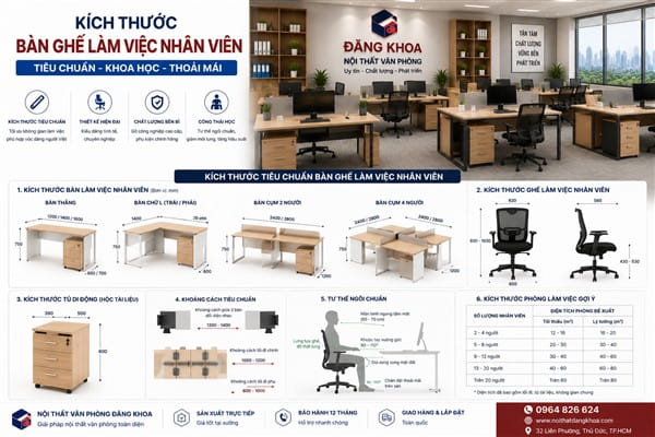 Chiều cao bàn làm việc nhân viên tiêu chuẩn