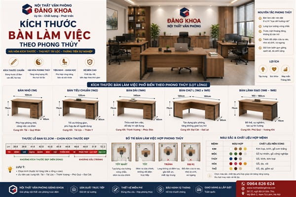 Chiều cao bàn làm việc theo phong thủy bao nhiêu là đẹp?