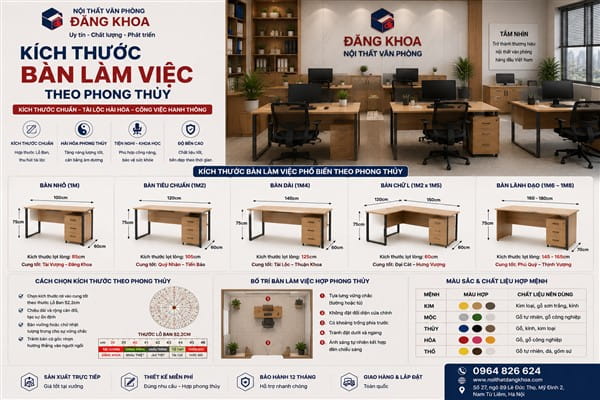 Kích thước bàn làm việc theo phong thủy phổ biến