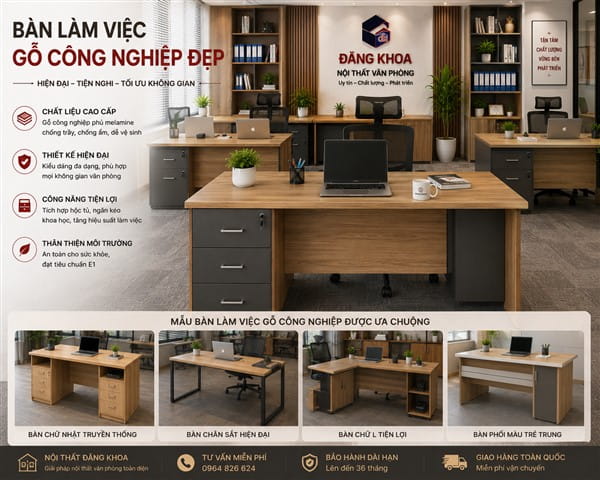 Bàn giám đốc gỗ công nghiệp