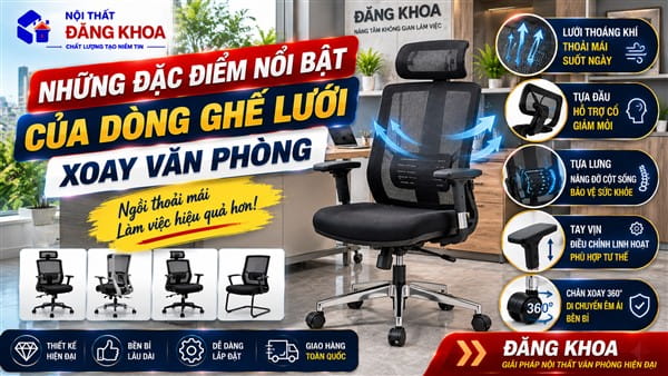 Ghế lưới xoay văn phòng có độ bền cao