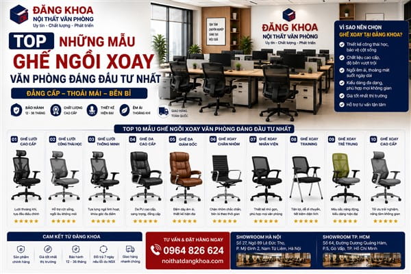 Top những mẫu ghế ngồi xoay văn phòng đáng đầu tư nhất