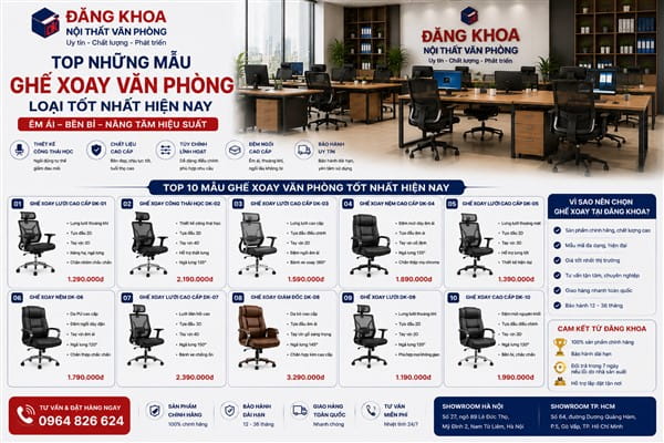 Ghế xoay lưng lưới có tựa đầu
