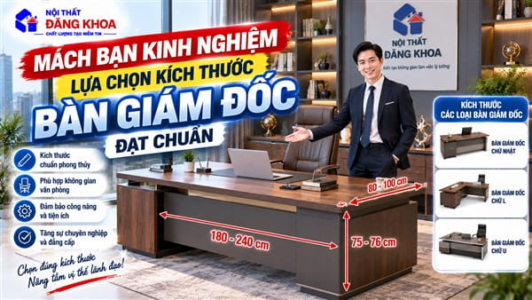 Ảnh: Mách bạn kinh nghiệm lựa chọn kích thước bàn giám đốc đạt chuẩn