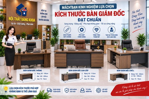 Ảnh: Tiêu chí lựa chọn kích thước bàn giám đốc
