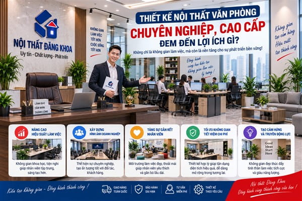 Ảnh: Thiết kế nội thất văn phòng chuyên nghiệp có thể đưa màu sắc