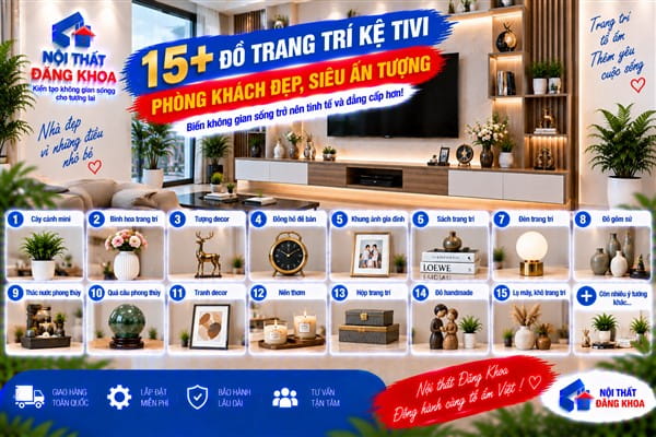 Ảnh: Chậu cây xanh mini trang trí kệ tivi phòng khách