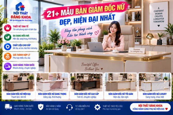 Ảnh: Bàn giám đốc nữ phong cách tối giản (Minimalist)
