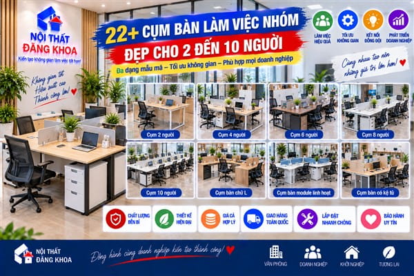 Ảnh: Cụm bàn làm việc nhóm cho 2 người