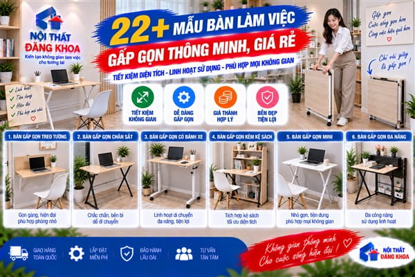 Ảnh: 22+ Mẫu bàn làm việc gấp gọn thông minh, giá rẻ