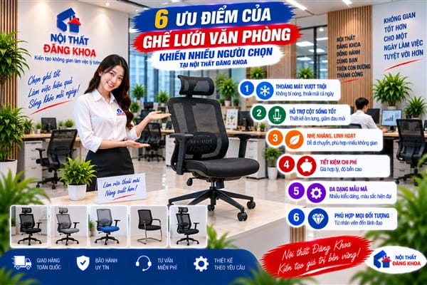Ảnh: 6 Ưu điểm của ghế lưới văn phòng khiến nhiều người chọn