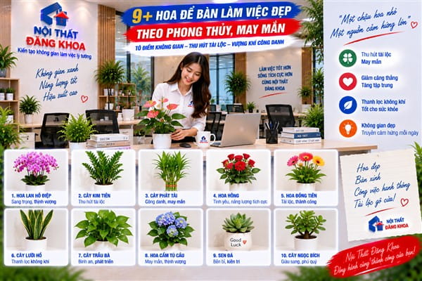Ảnh: 9+ Hoa để bàn làm việc đẹp, theo phong thủy, may mắn