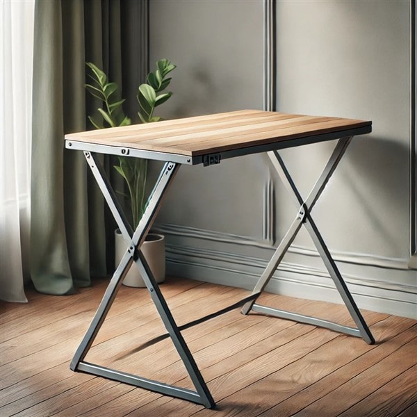 Bàn gấp gọn khung sắt mặt gỗ đơn giản