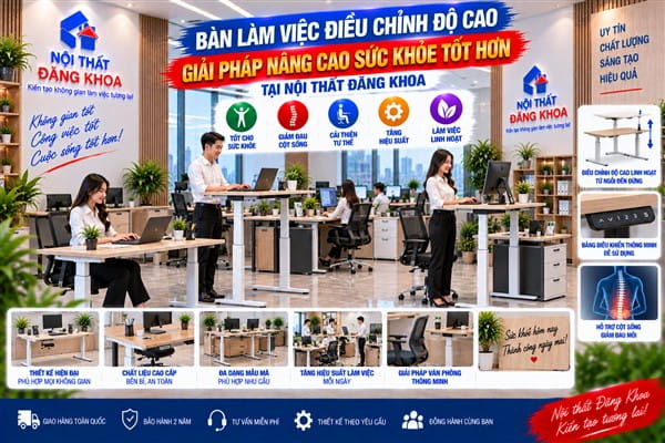 Ảnh: Ưu điểm nổi bật của bàn làm việc điều chỉnh độ cao