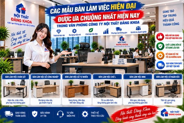Ảnh: Các mẫu bàn làm việc hiện đại được ưa chuộng nhất hiện nay