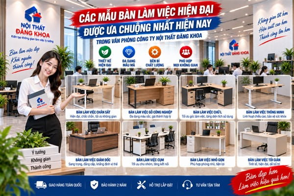 Ảnh: Bàn làm việc chữ L hiện đại giúp tối ưu diện tích góc phòng