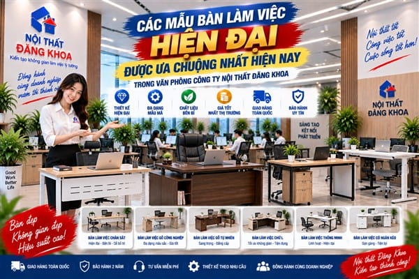 Ảnh: Bàn làm việc chữ L hiện đại có nhiều chất liệu để lựa chọn