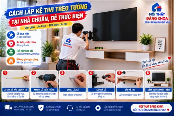 Ảnh: Lắp kệ tivi treo tường không quá phức tạp nếu bạn