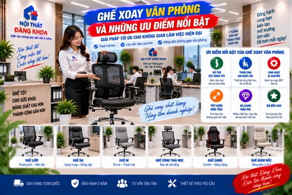 Ảnh: Ghế xoay văn phòng và những ưu điểm nổi bật: Giải pháp tối ưu cho không gian làm việc hiện đại