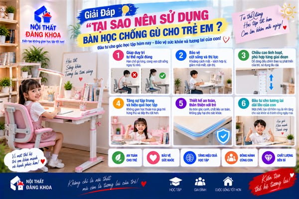 Ảnh: Bàn Học Chống Gù Hỗ trợ cột sống, ngăn ngừa gù lưng và vẹo cột sống