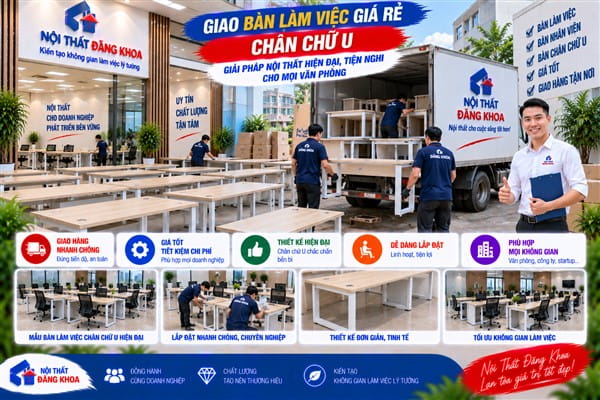 Ảnh: Giao bàn làm việc giá rẻ chân chữ U – Giải pháp nội thất hiện đại, tiện nghi cho mọi văn phòng