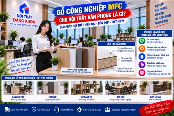 Ảnh: Ưu điểm của gỗ công nghiệp MFC trong nội thất văn phòng