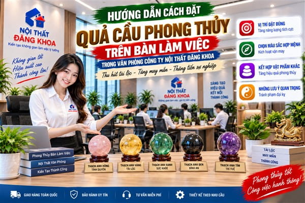 Ảnh: Quả cầu phong thủy tạo điểm nhấn đẹp cho bàn làm việc