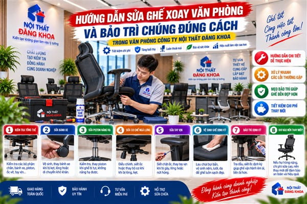 Ảnh: Hướng dẫn sửa ghế xoay văn phòng và bảo trì chúng đúng cách