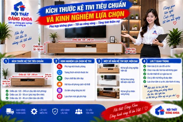 Ảnh: Kích thước kệ tivi tiêu chuẩn và kinh nghiệm lựa chọn