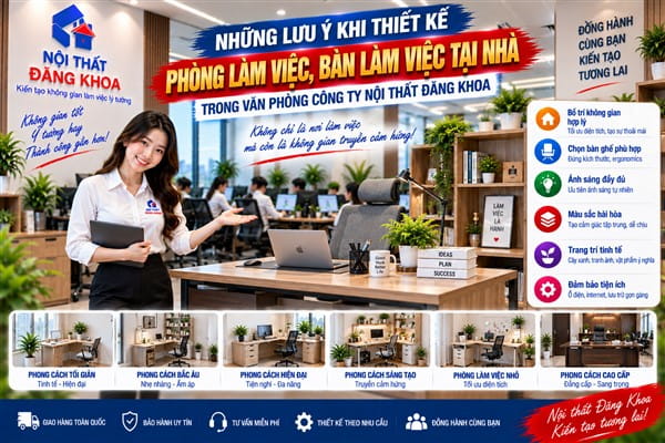 Ảnh: Những lưu ý khi thiết kế phòng làm việc, bàn làm việc tại nhà