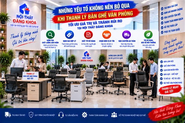 Ảnh: Kiểm tra tổng thể tình trạng bàn ghế văn phòng trước khi định giá