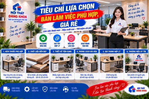Ảnh: Tiêu chí lựa chọn bàn làm việc phù hợp, giá rẻ