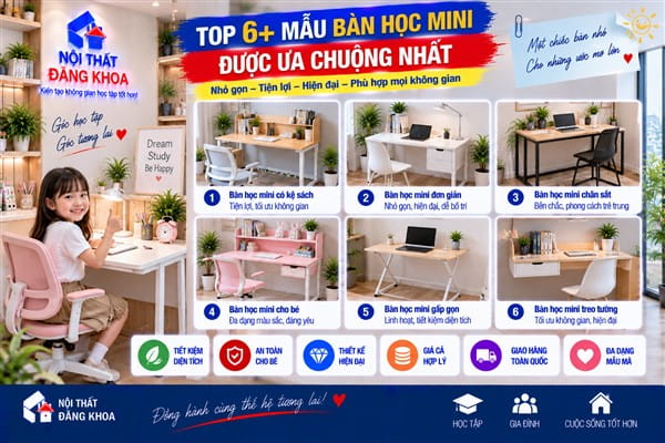 Ảnh: Bàn học mini gấp gọn gỗ công nghiệp