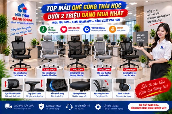 Ảnh: Ghế lưới công thái học Đăng Khoa có thiết kế phù hợp văn phòng hiện đại