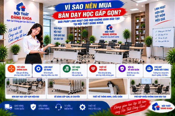 Ảnh: Vì sao nên mua Bàn dạy học gấp gọn?