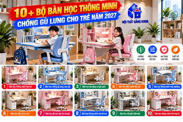 Ảnh: Bàn học chống gù cho bé hỗ trợ bố trí tư thế ngồi phù hợp